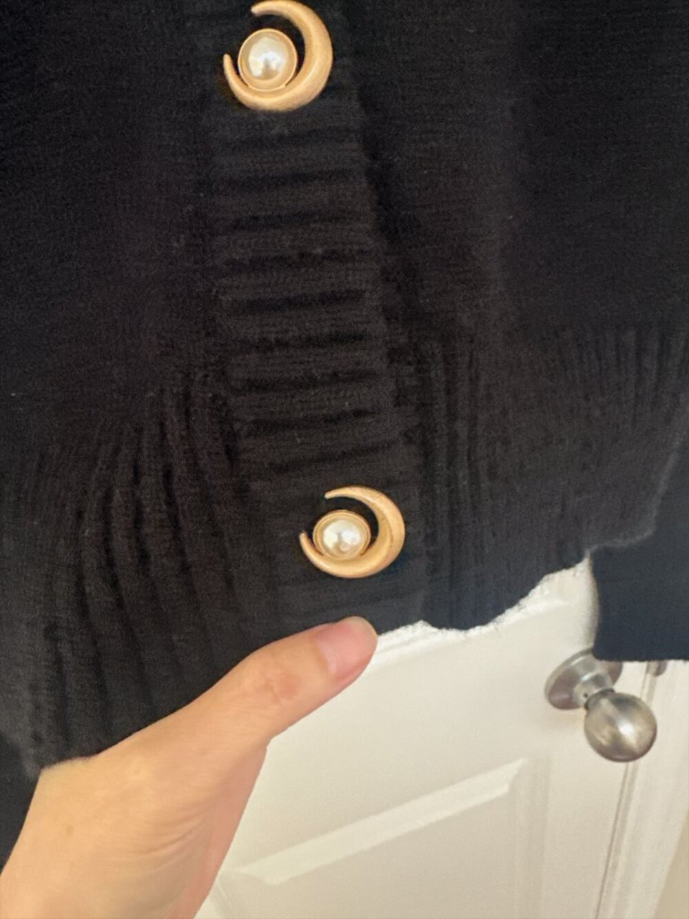 NWT Marine Serre V-Neckline Black Wool Blended Cropped Cardigan - Picture 3 of 6